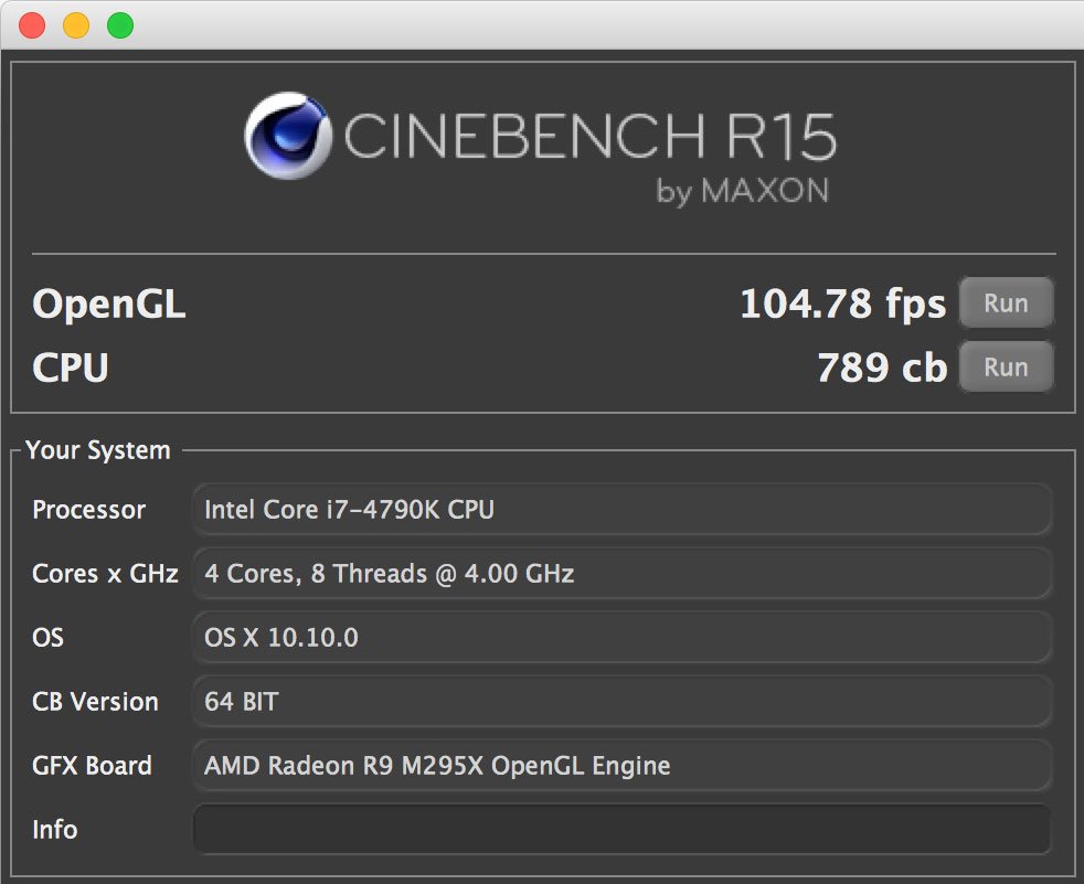 Retina 5K iMac Cinebench benchmark
