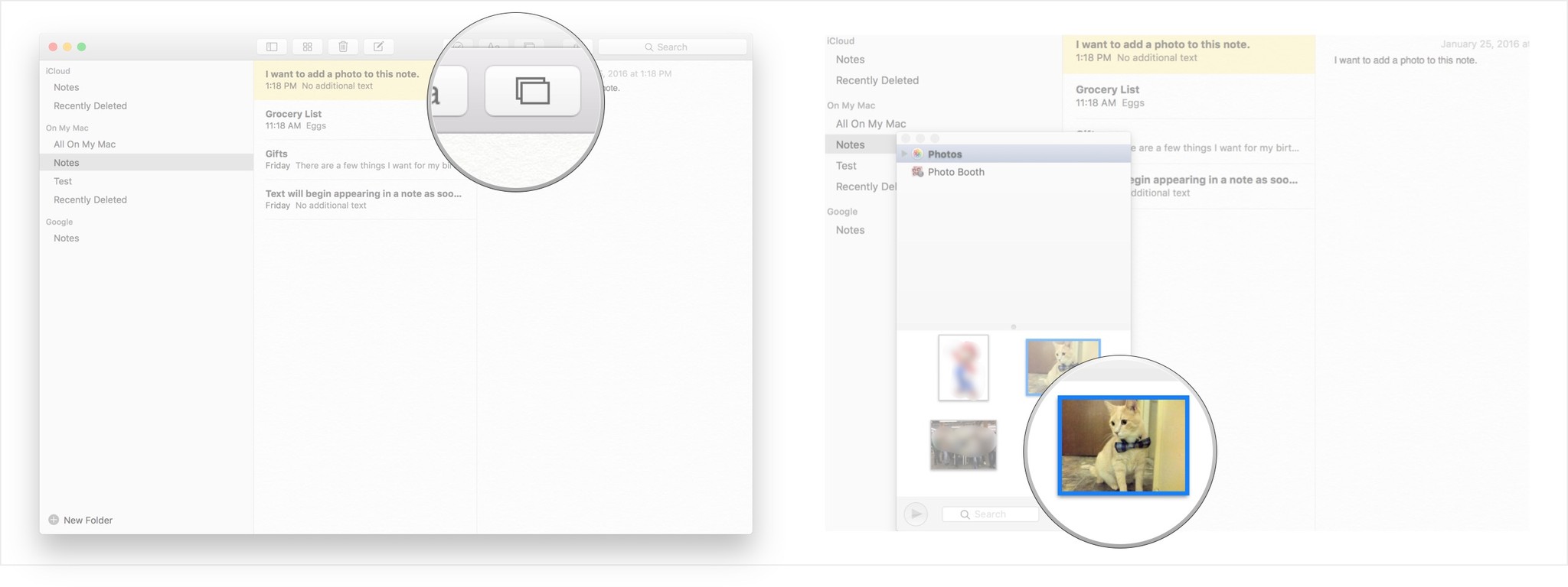 Щелкните значок добавления фото или видео и найдите файл, который хотите добавить.