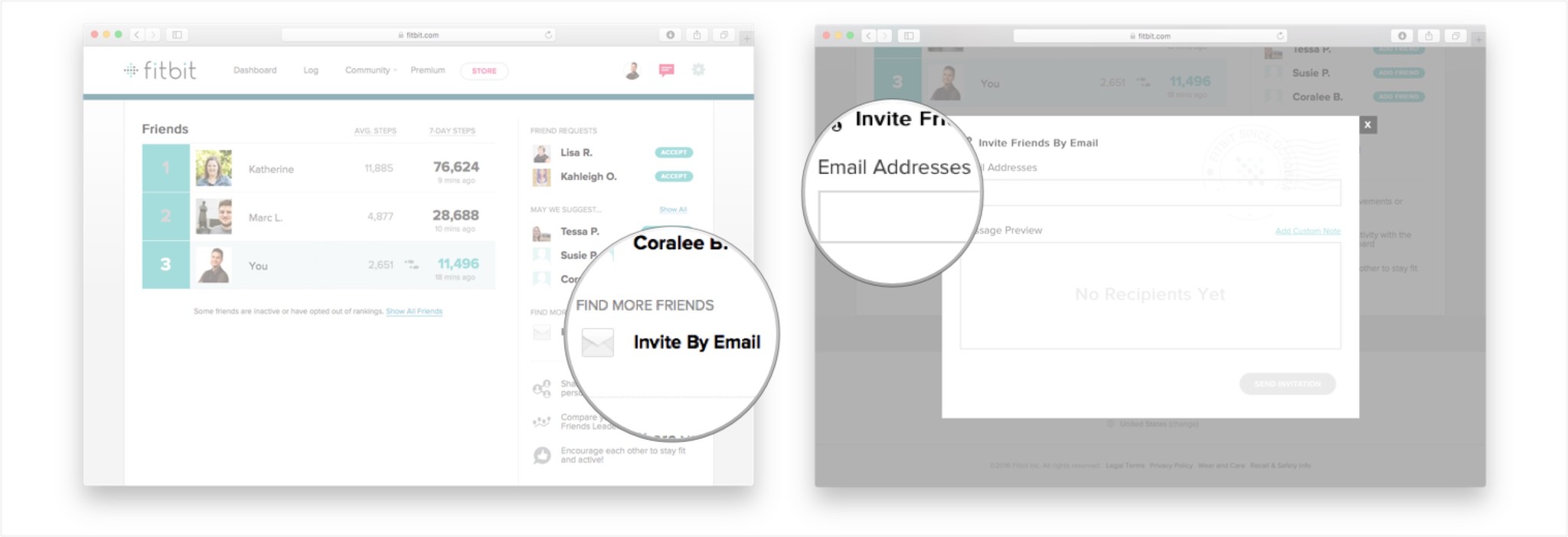 Click on Invite by Email button and enter your friend&#39;s contact information.