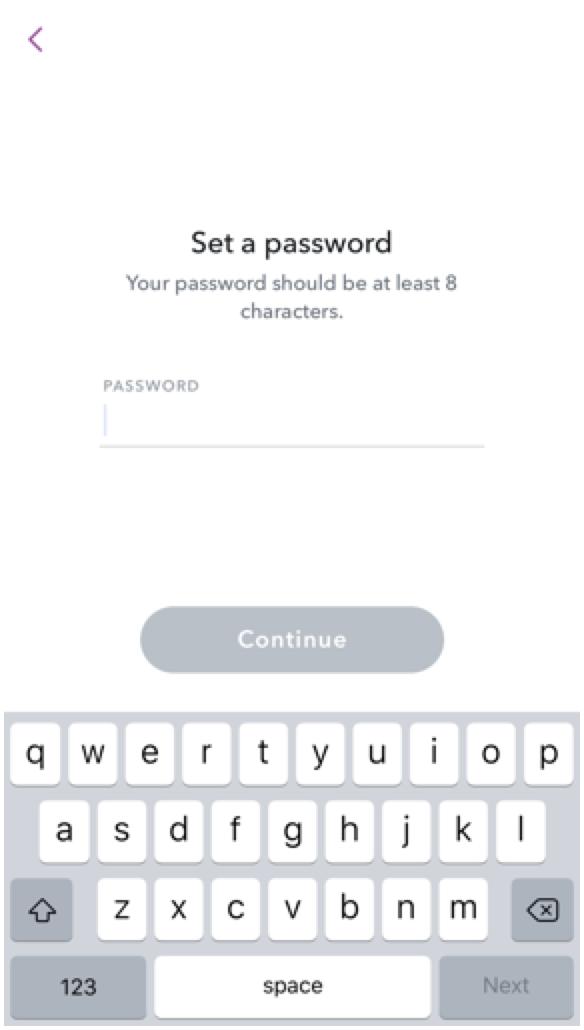 Set a password for Snapchat