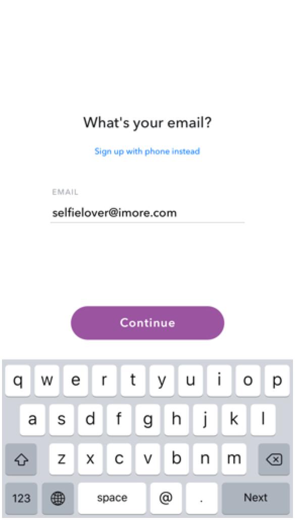 Enter your email on Snapchat