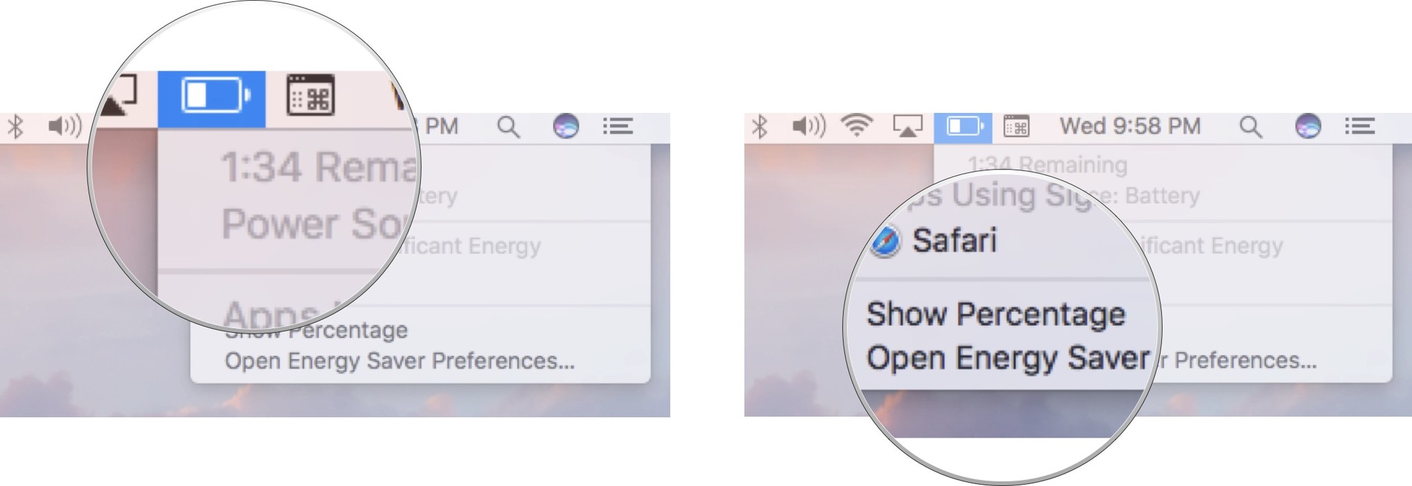  To use the battery widget in the Menu bar on Mac, click battery, then click show battery percent