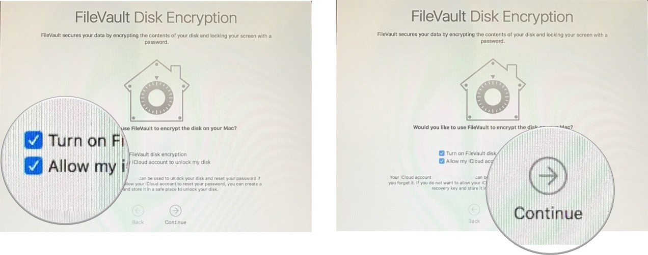 Set up your new Mac by showing: Tick the box for sync FileVault, then tick the box for  Allow Apple ID to unlock FileVault, then click Continue