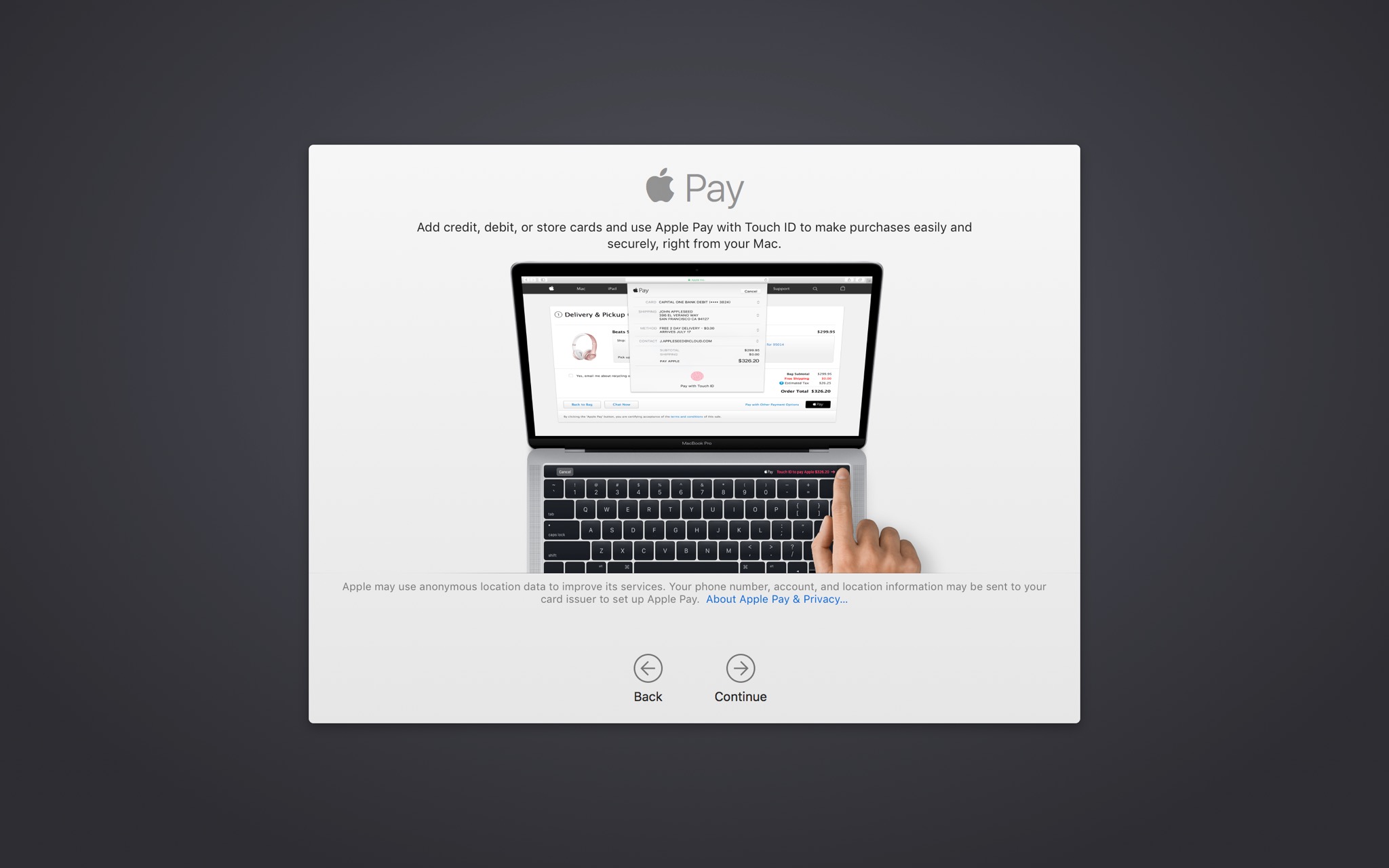 Setting up Apple Pay on the Mac