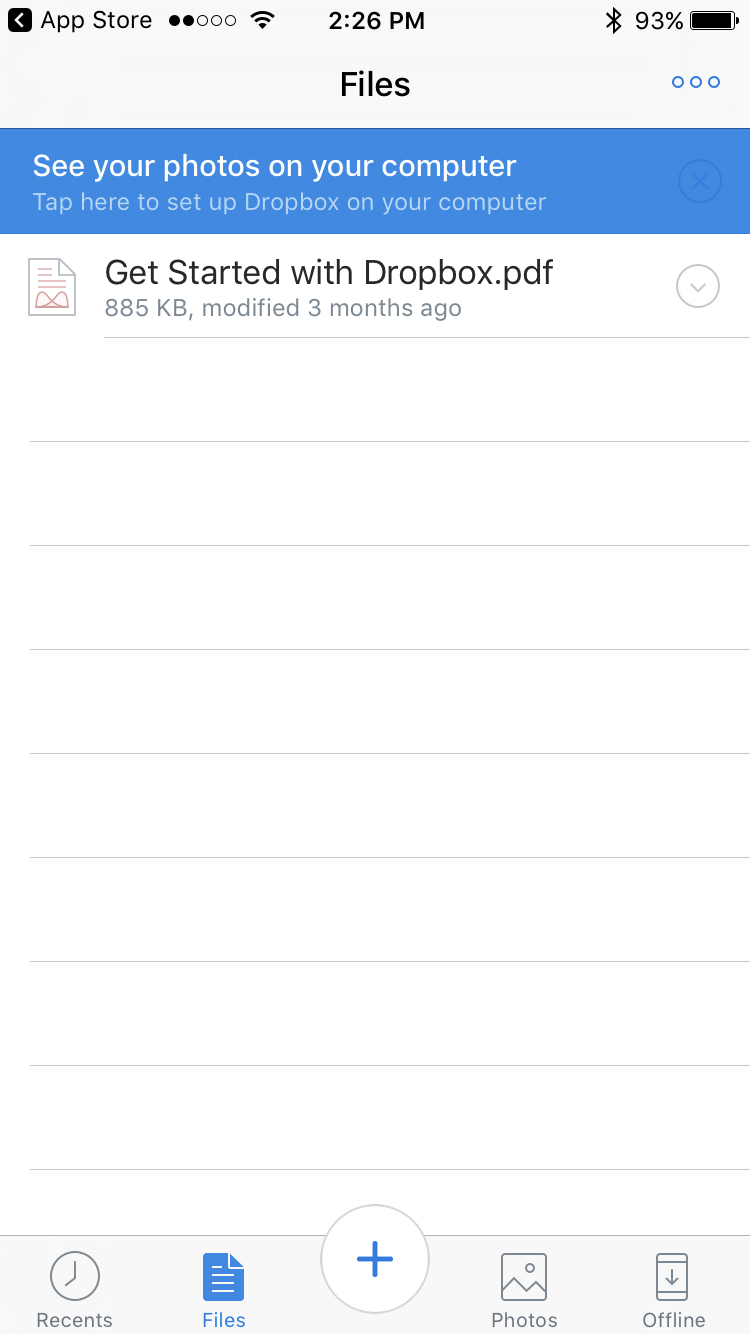 Dropbox files screenshot