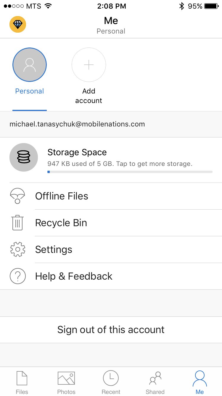 OneDrive account screenshot