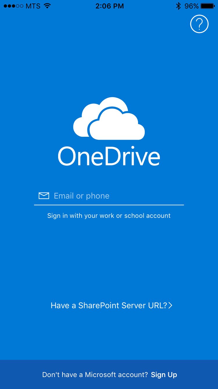 OneDrive Sign in screenshot