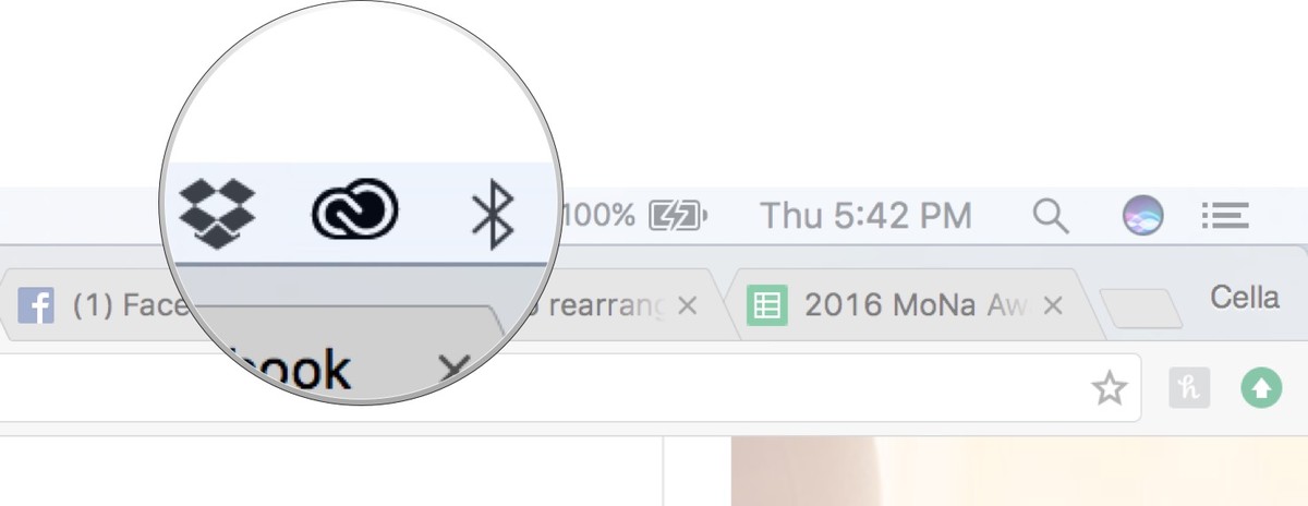 To rearrange Menu bar icons, hold down the command key, then click on the icon you want to move. 