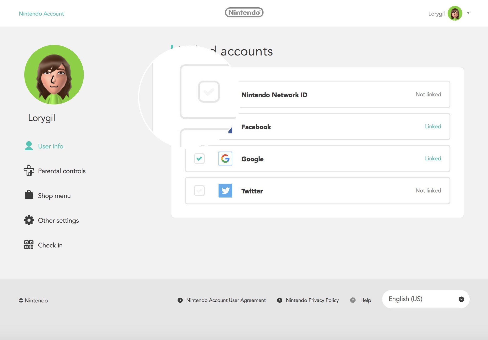 Link the Nintendo Network ID to the Nintendo Account by checking the box under NNID