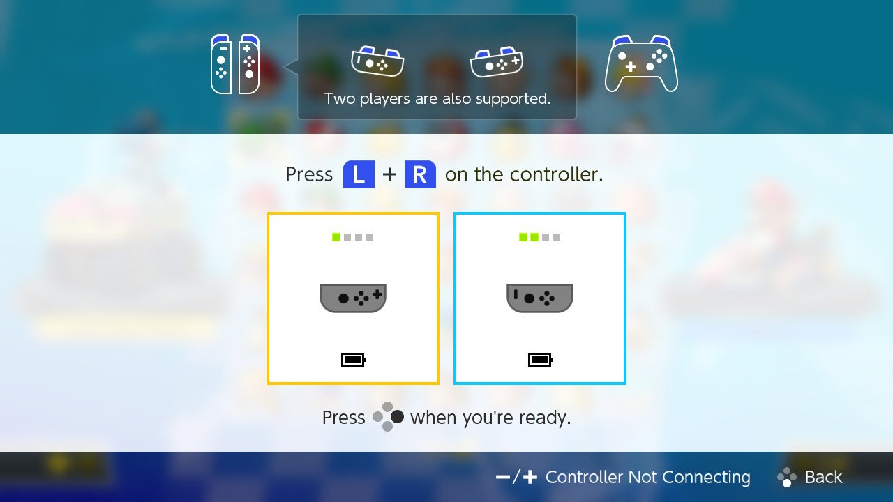 Register your controllers for Mario Kart 8 Deluxe