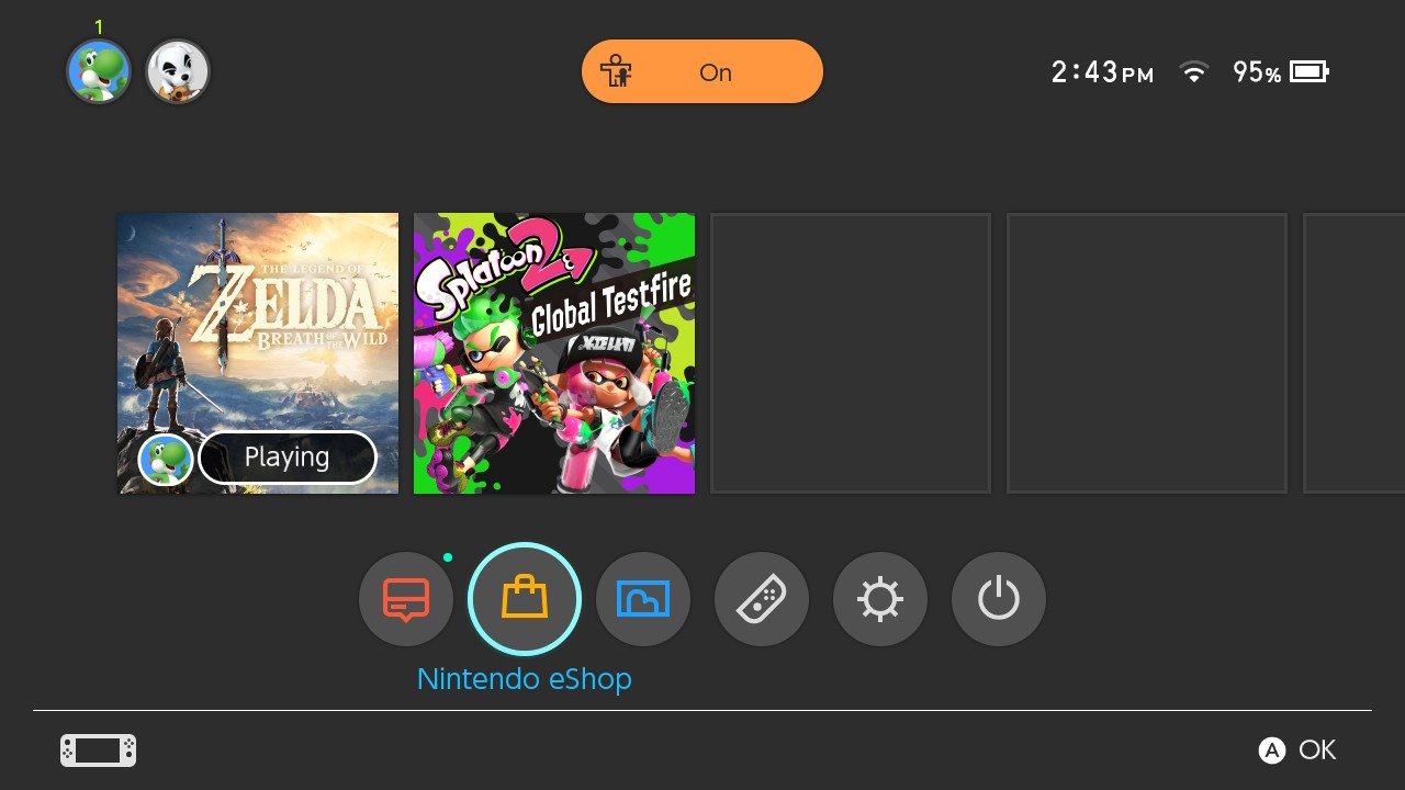 Nintendo Switch home menu