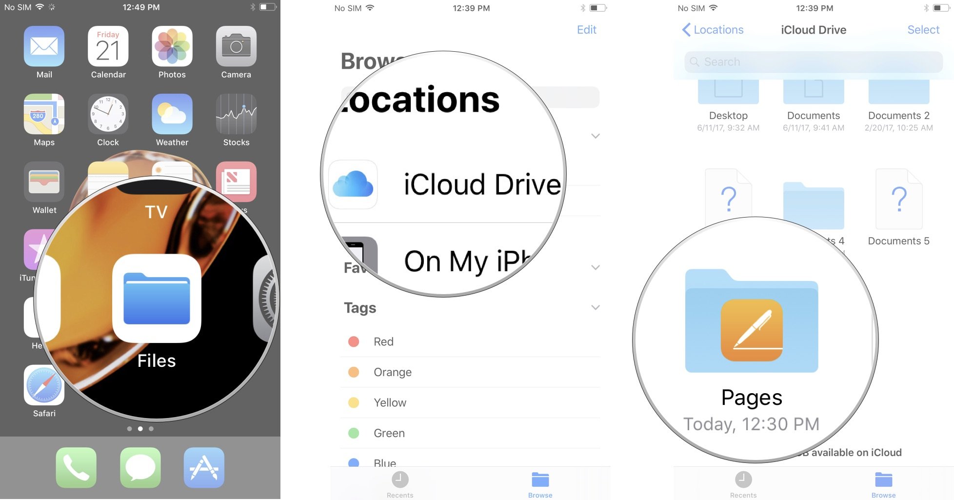 Adjust permissions: Open Files, then tap iCloud Drive, then select a folder