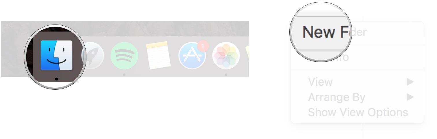 Open Finder on your Mac, Use Control + click to open the menu, click new folder.