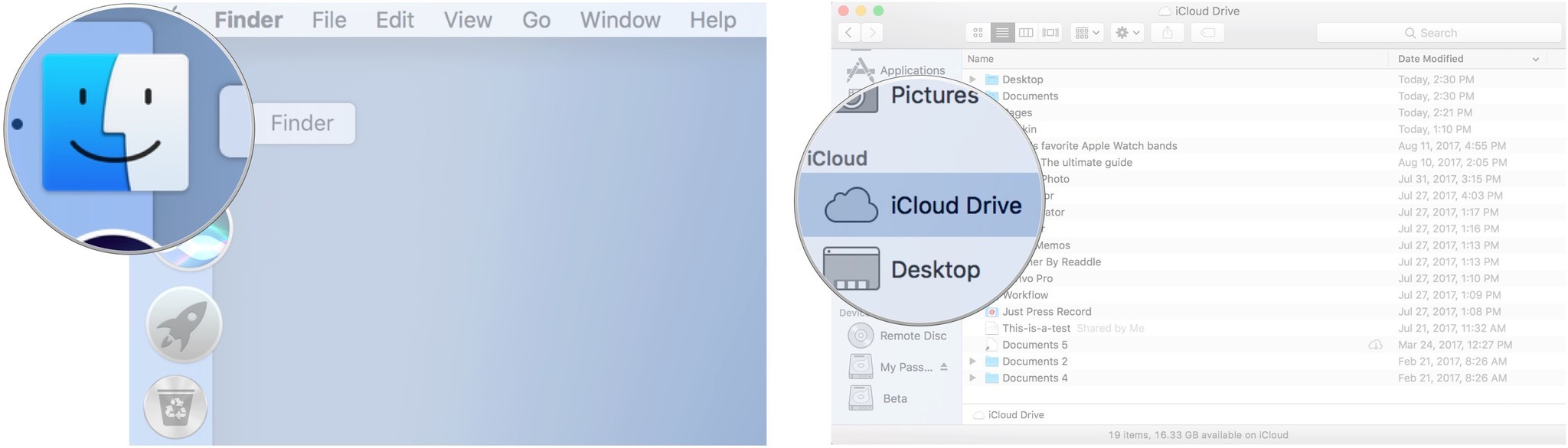 Как получить доступ к iCloud Drive из Finder на вашем Mac: нажмите Finder, затем нажмите iCloud Drive