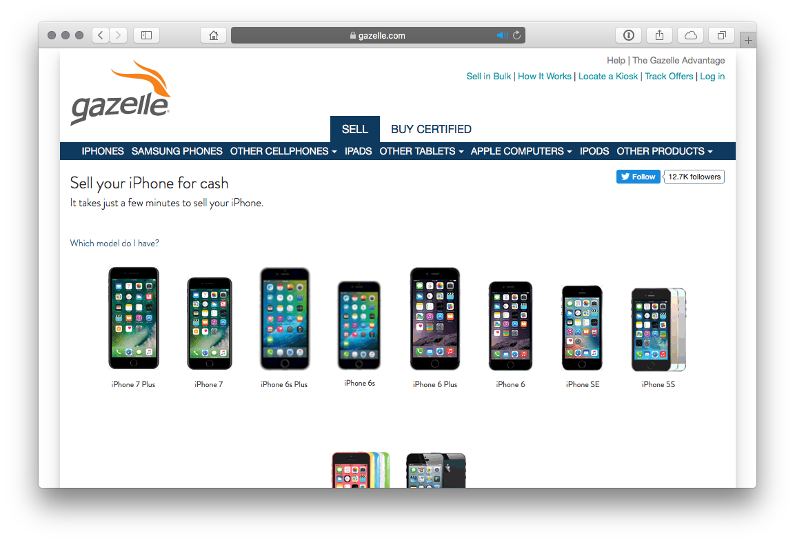 Gazelle iPhone landing page