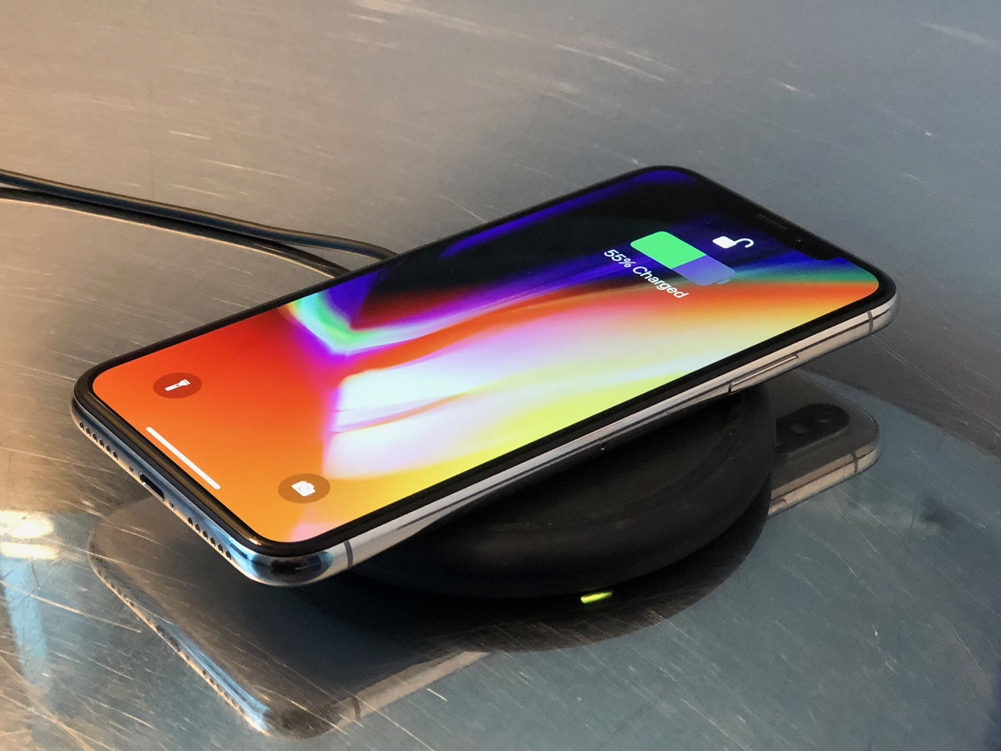 iPhone X wirelessly charging