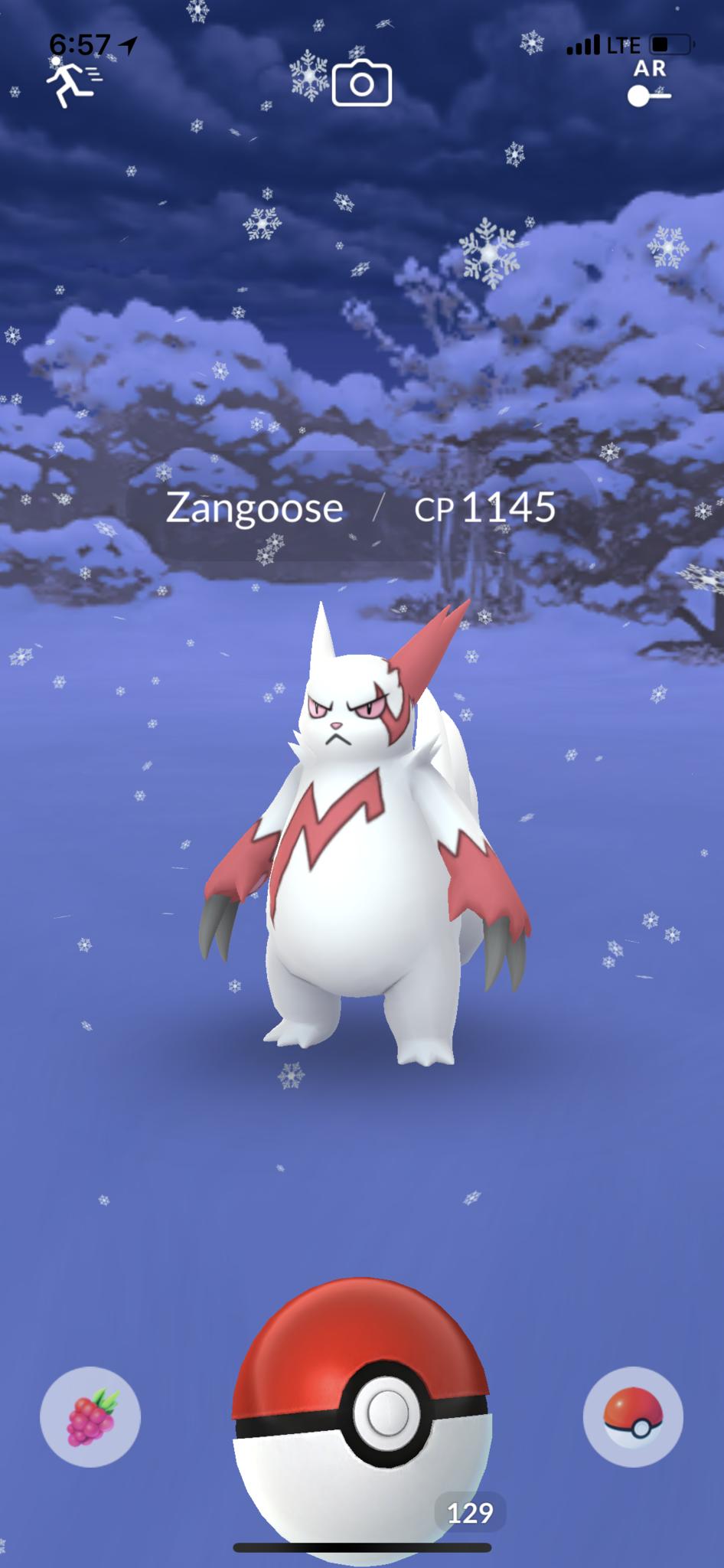 Pokemon Go Snow Zangoose catch