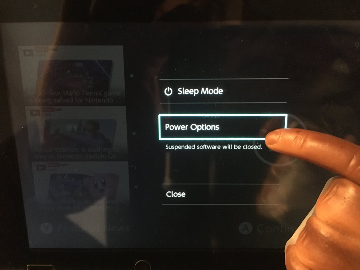 What to do if your Nintendo Switch won't charge step two: Select Power Options