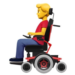 male person in electric wheelchair