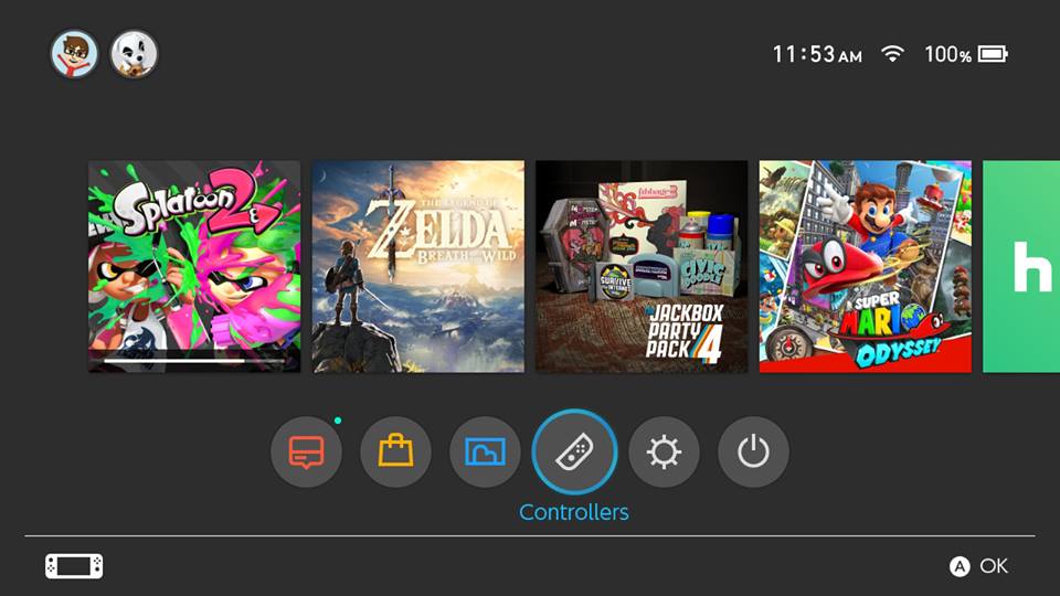 Nintendo Switch Controller menu