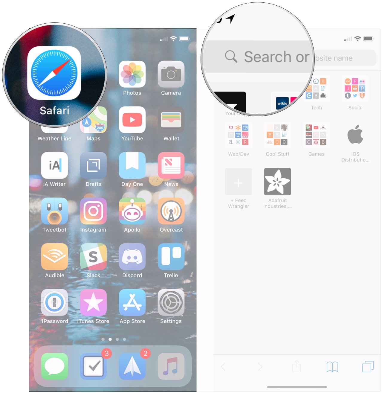 Uso de SmartSearch en Safari en iPhone: Abra Safari y toque el botón Búsqueda inteligente