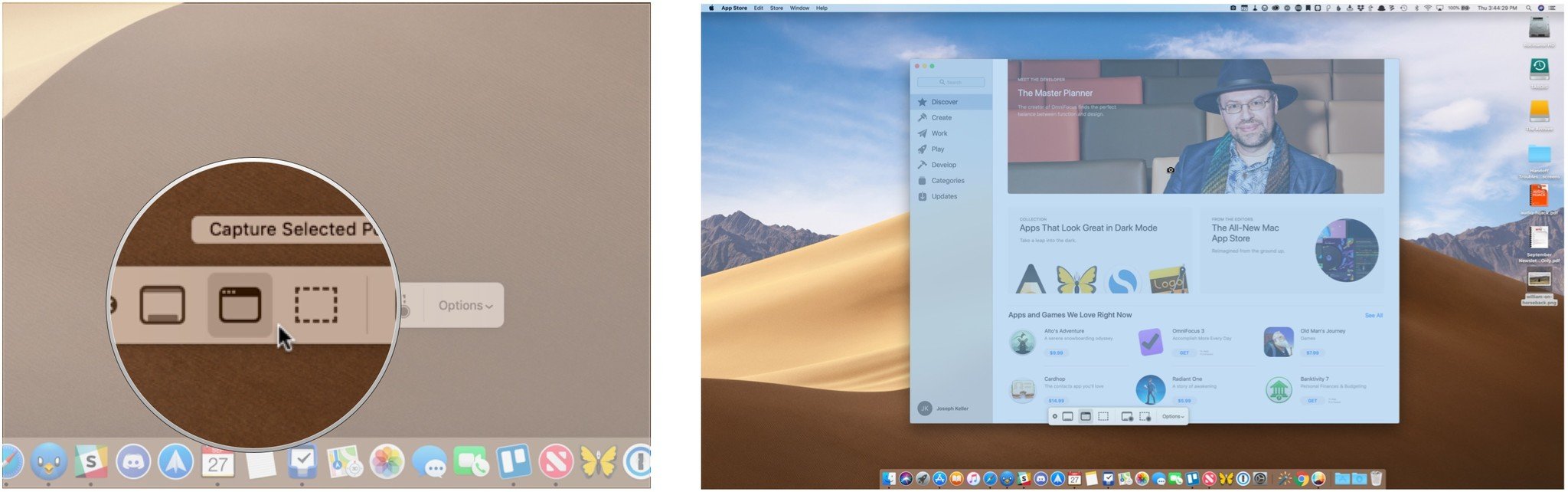 To take a screenshot on Mac, choose what you want to capture, Click area/window you want to capture