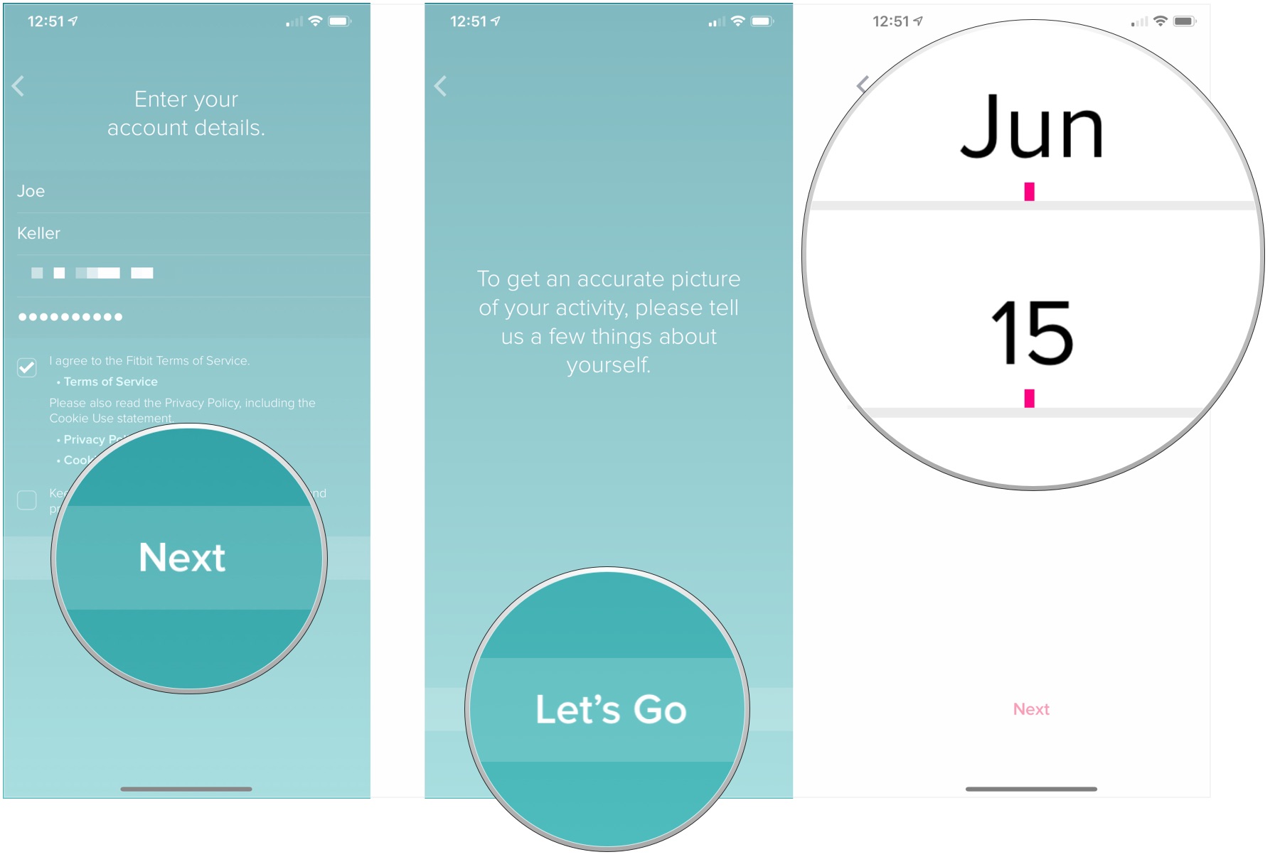 Personal data in Fitbit app