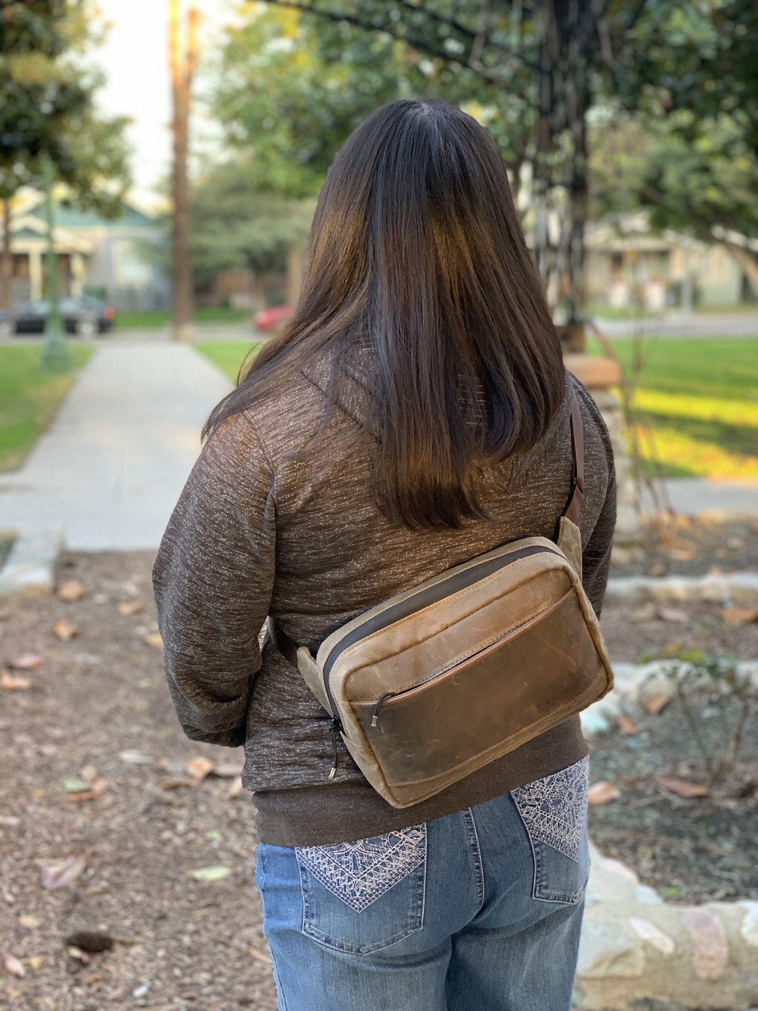 Waterfield Designs Sutter Sling Pouch for Nintendo Switch as worn by Christine Chan