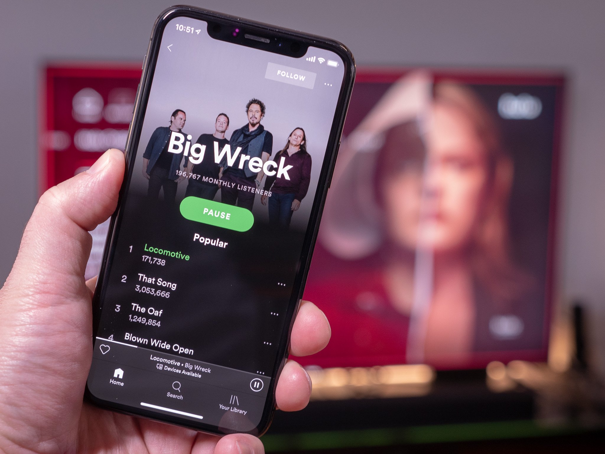 Spotify in front of TV