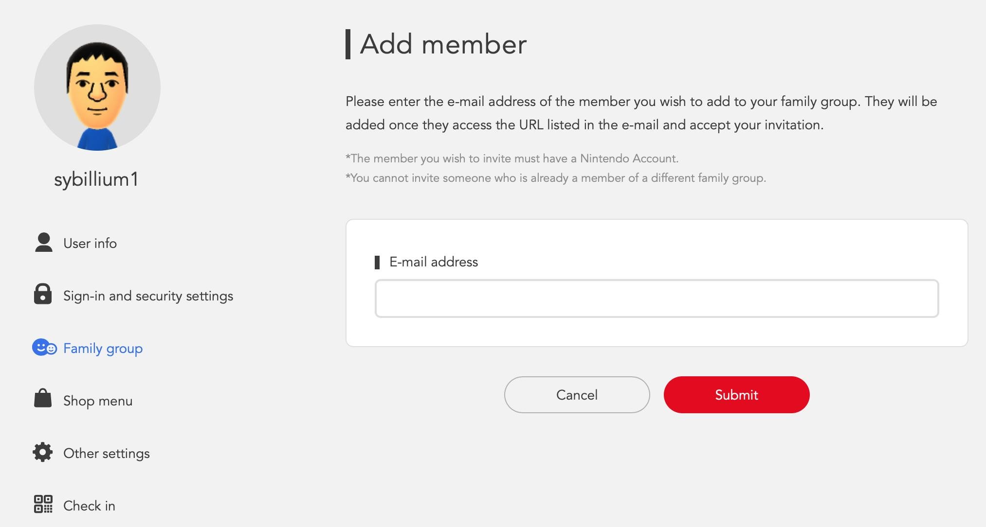 add family member to nintendo switch online