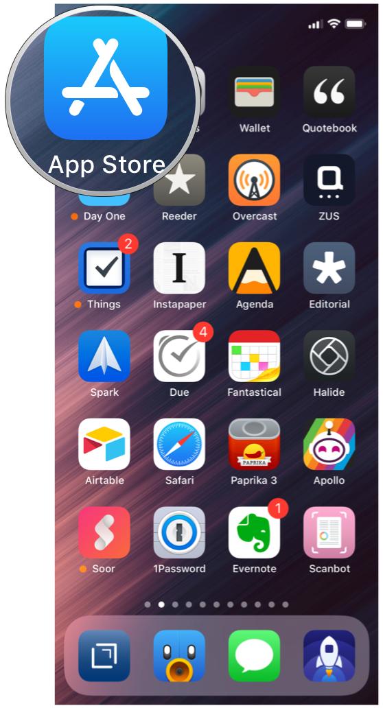 Домашний экран ios 12, выберите App Store