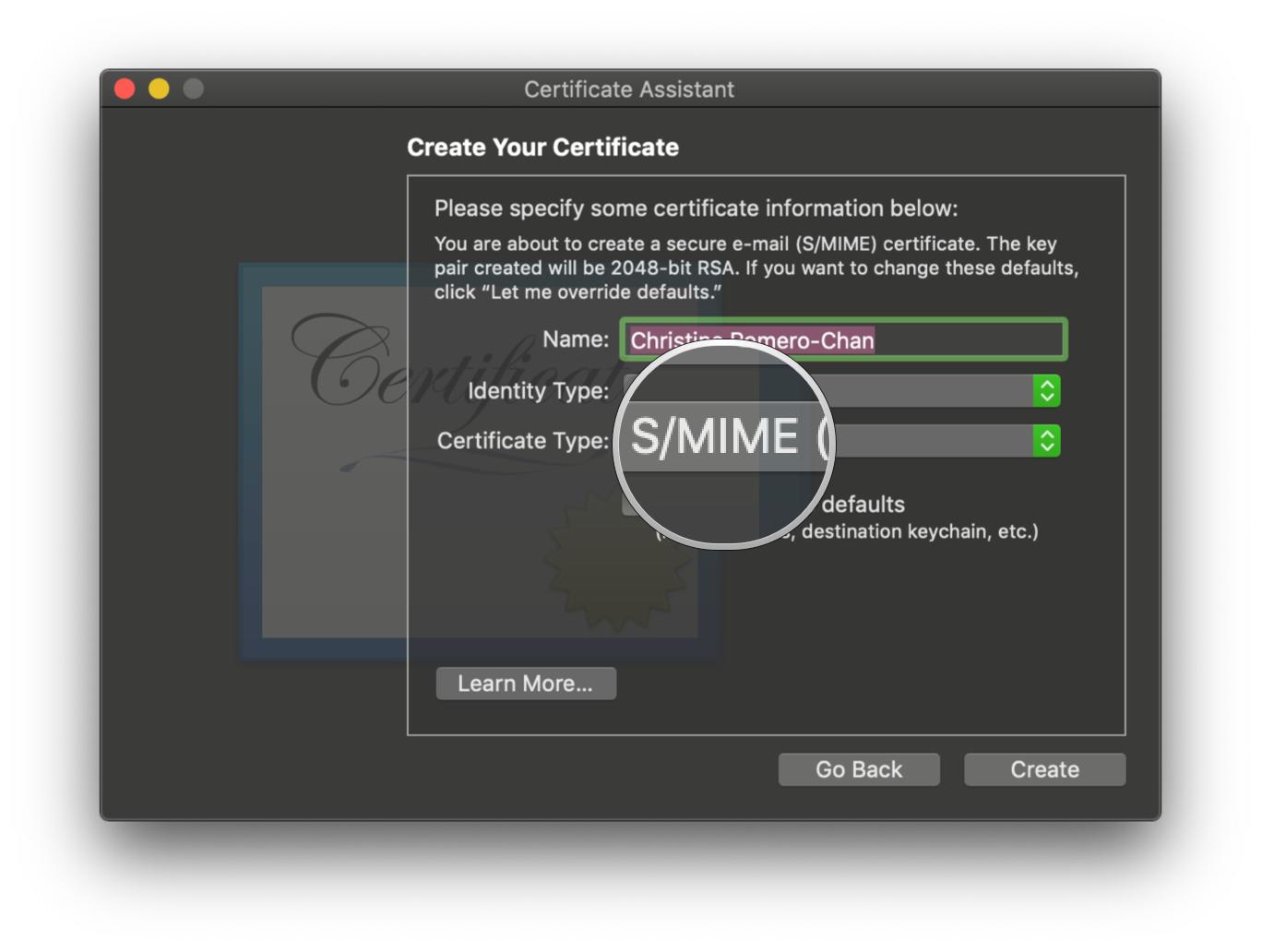 Электронная почта помощника по сертификации SMIME