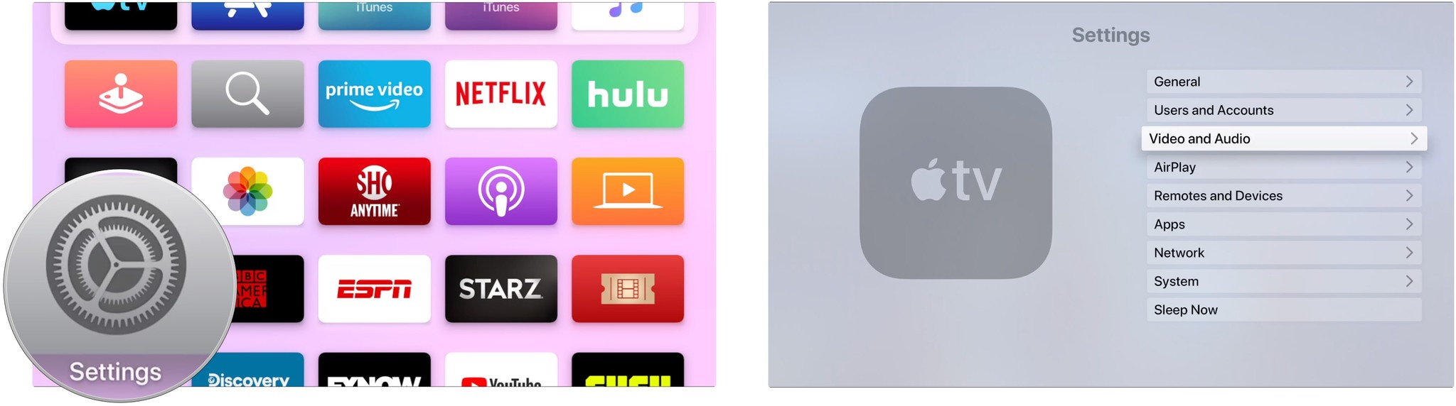 Apple TV video and audio