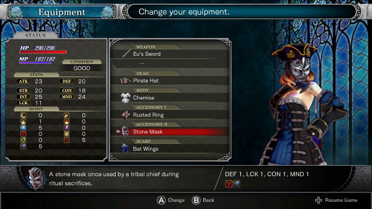 Bloodstained: Ritual of the Night equipment
