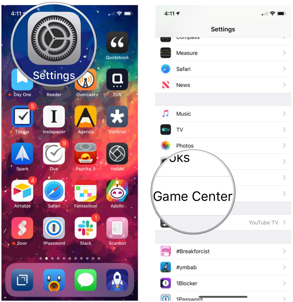 Настройки iOS 12, Game Center