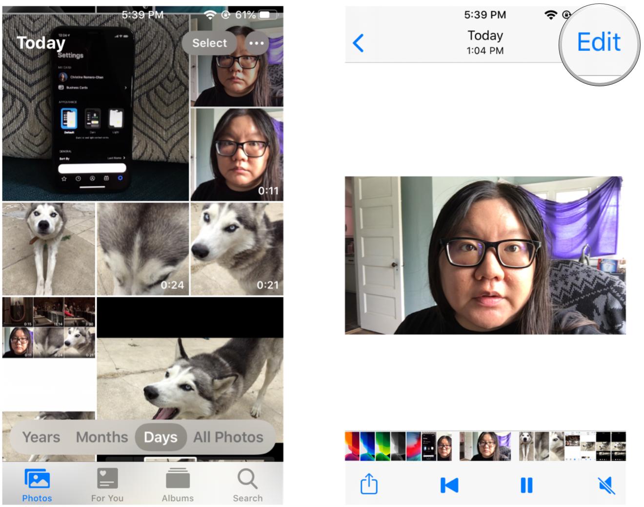 Launch Photos on iOS 13, select a video to edit