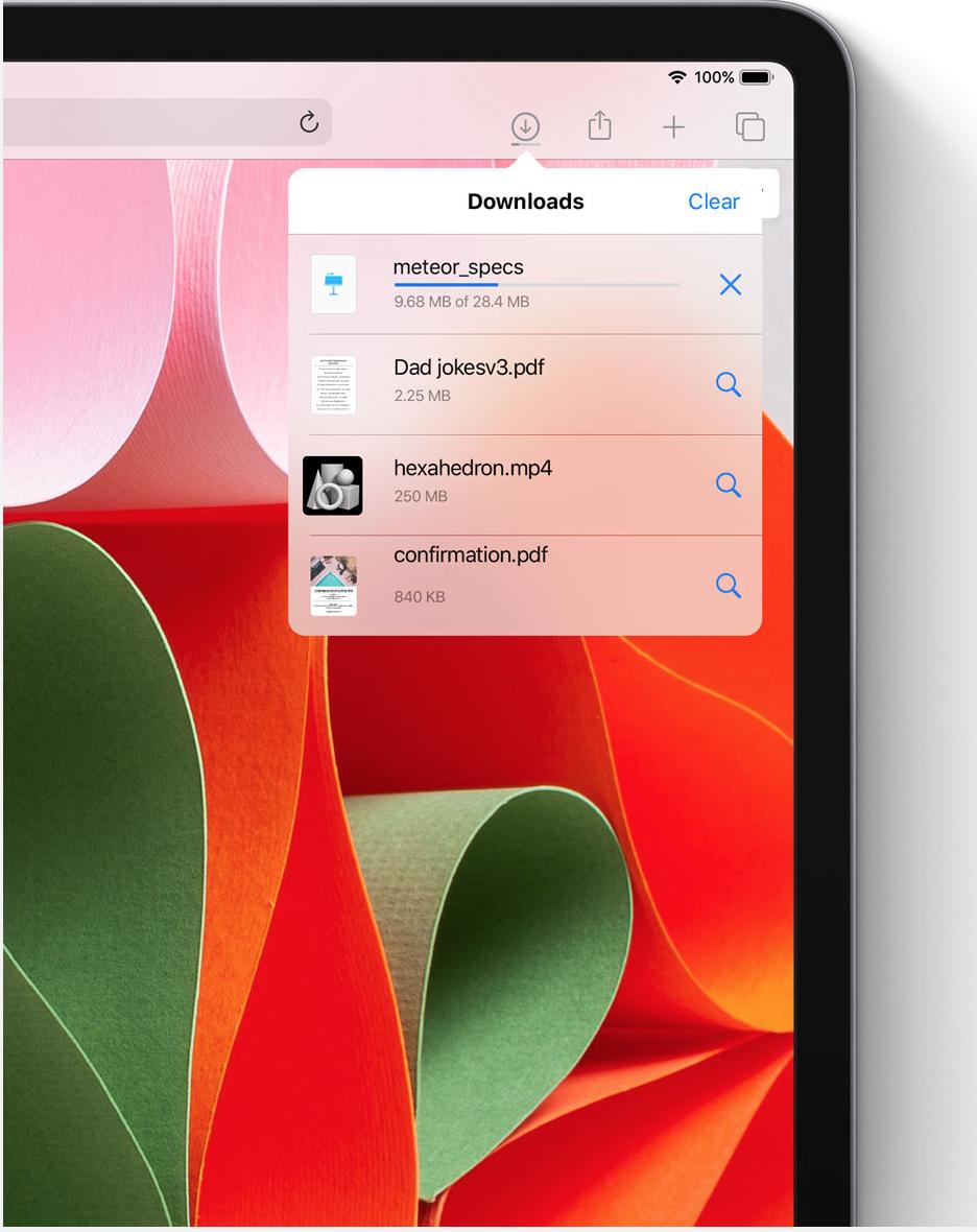 iPadOS Safari download manager