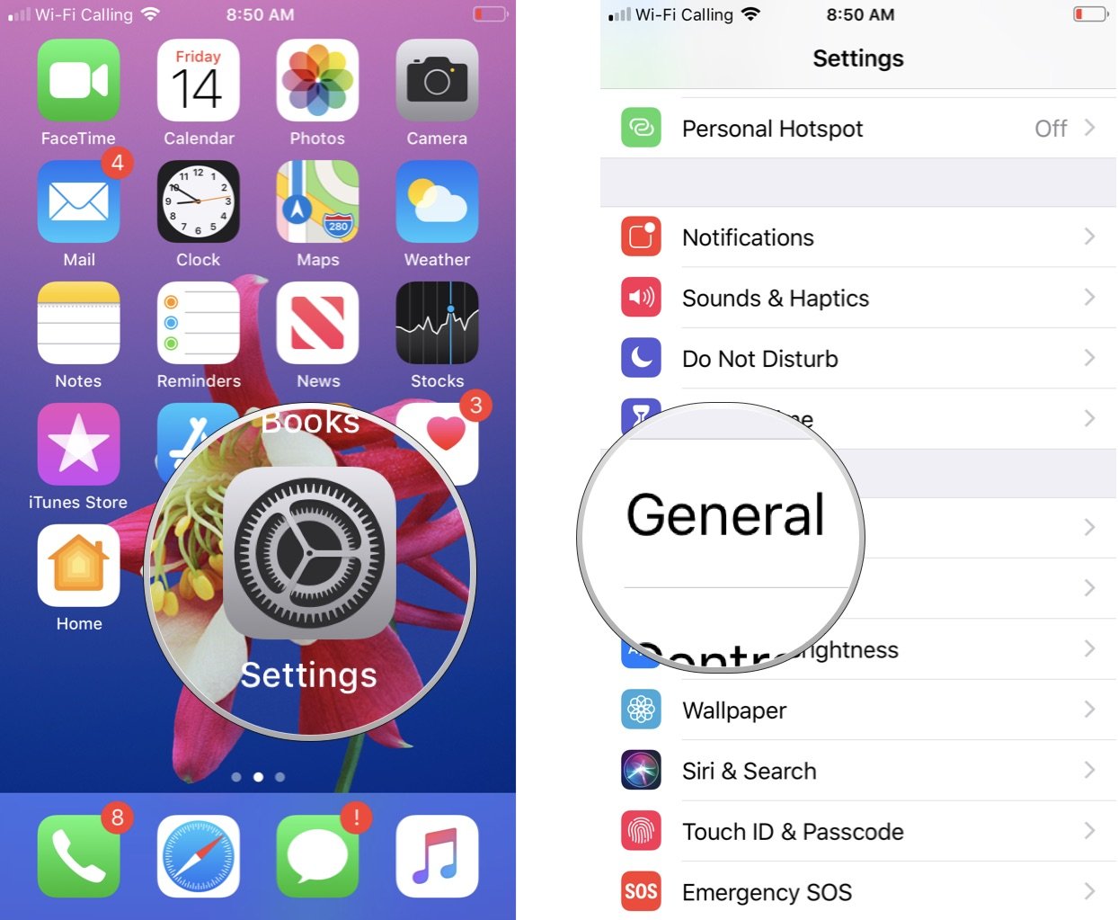 To enable or disable Handoff on iPhone and iPad, launch the Settings app on your device. Then tap General.