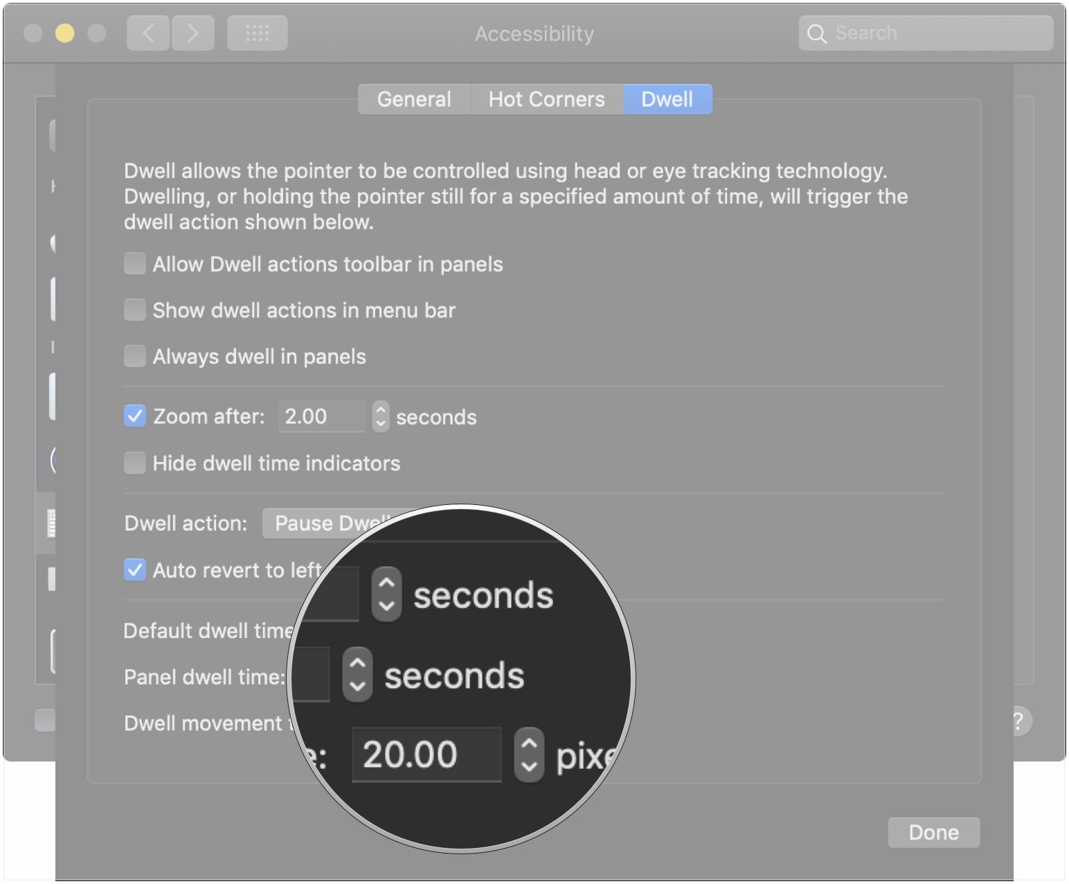 Use Accessibility Keyboard Dwell features on Mac by showing enabling Dwell by Clicking arrows to your tolerance