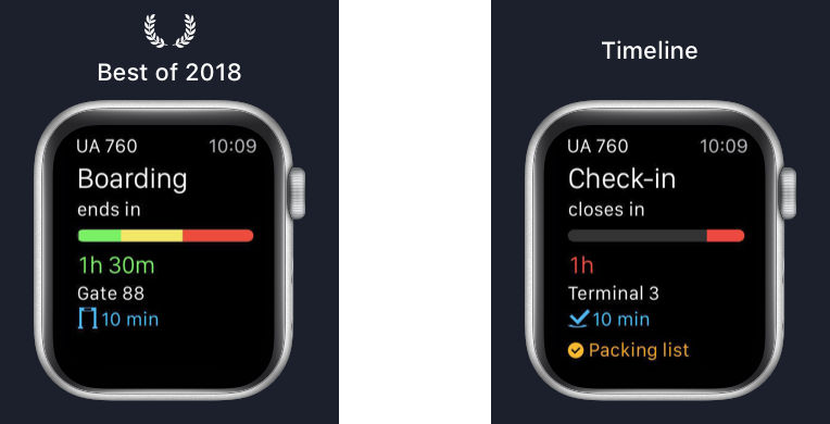 App in the Air Apple Watch screenshots