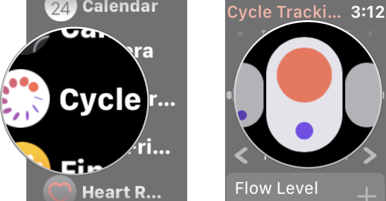 Tap the Cycle Tracking app, then tap a day to add a period tracker
