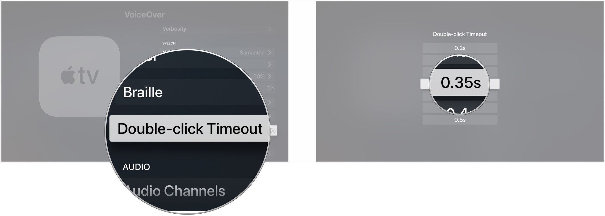 Click Double-click Timeout, click a time