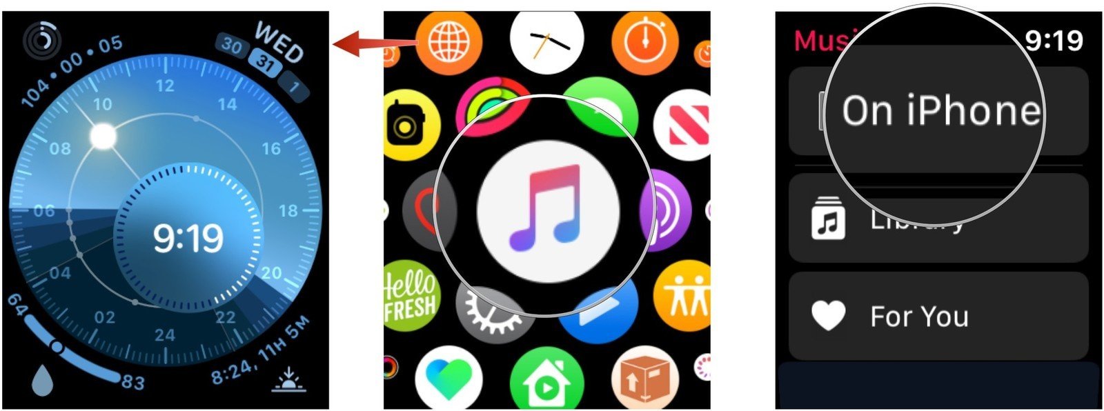 Музыкальное приложение Apple Watch
