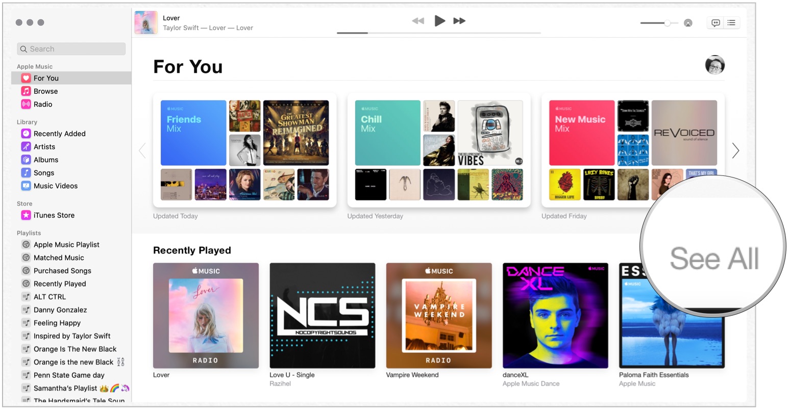 To find Apple Music radio stations that you recently listened to on Mac, click on the Music app, select Play Now on the left side of the app.  Click on the radio of your choice.  Click See All if you don't see it.  Listen to the station of your choice by clicking on Listen.