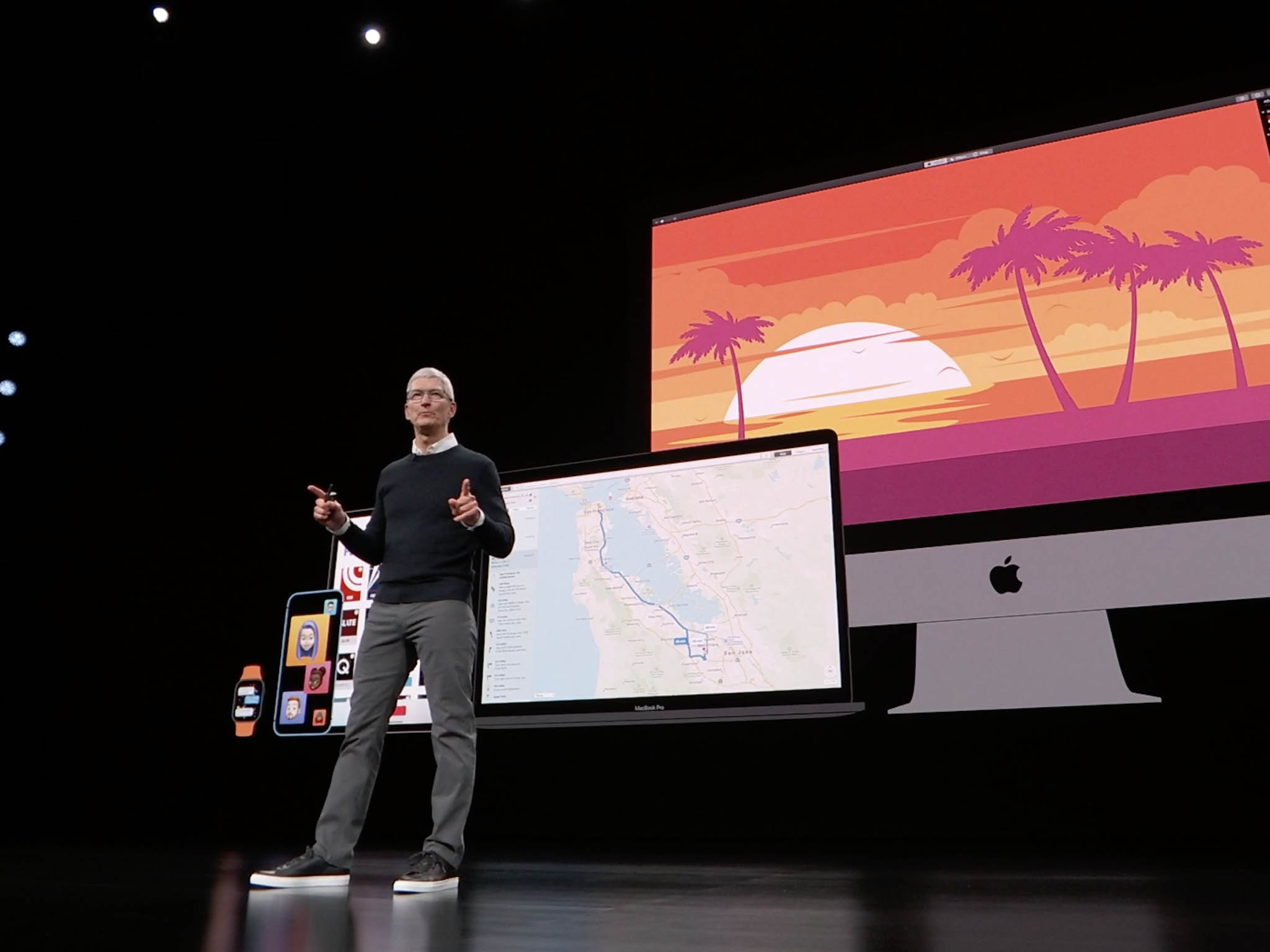 Tim Cook on stage at an Apple Event