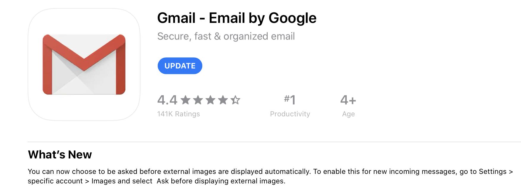 Gmail App Store screenshot