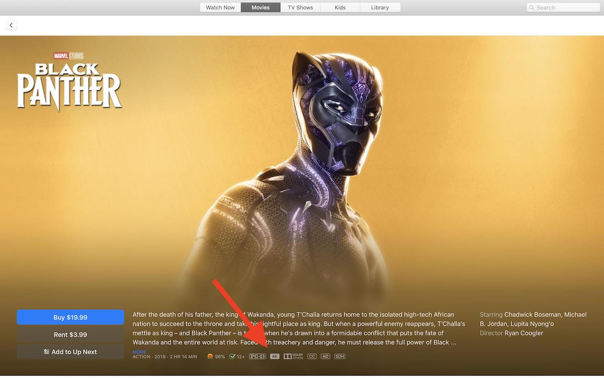 Black Panther in iTunes