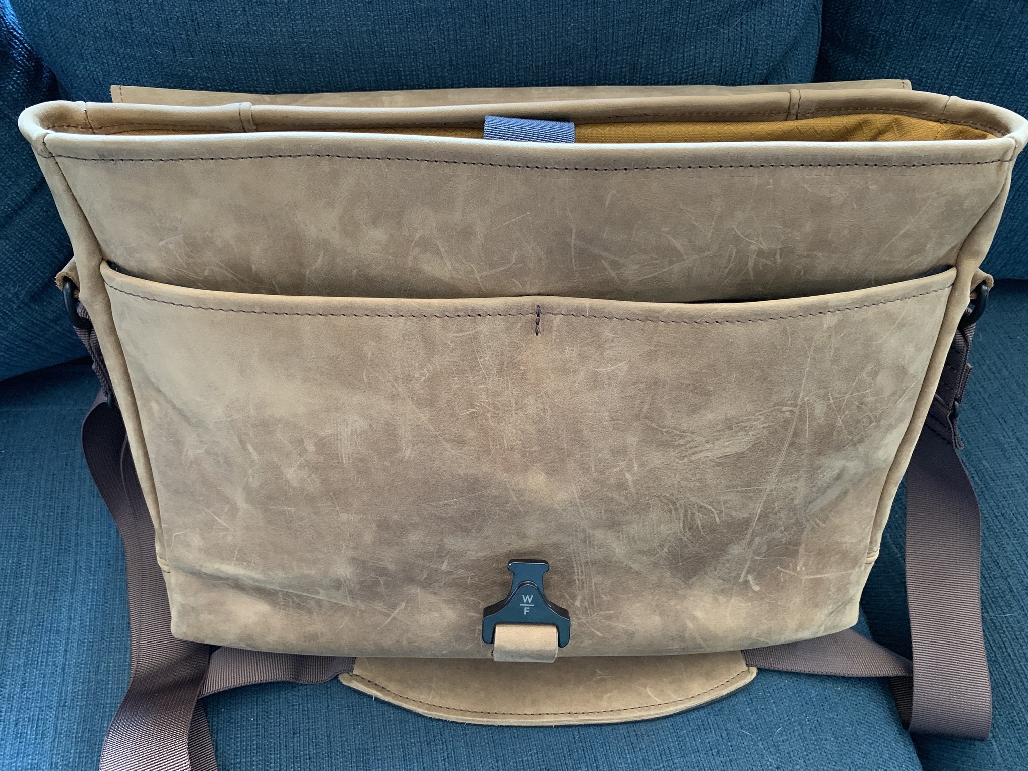 Waterfield Designs Executive Leather Messenger front pockets