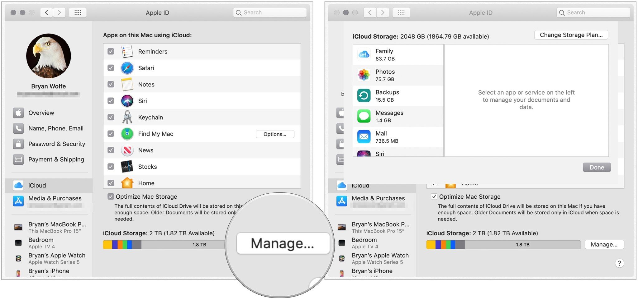 Apple ID manage iCloud storage