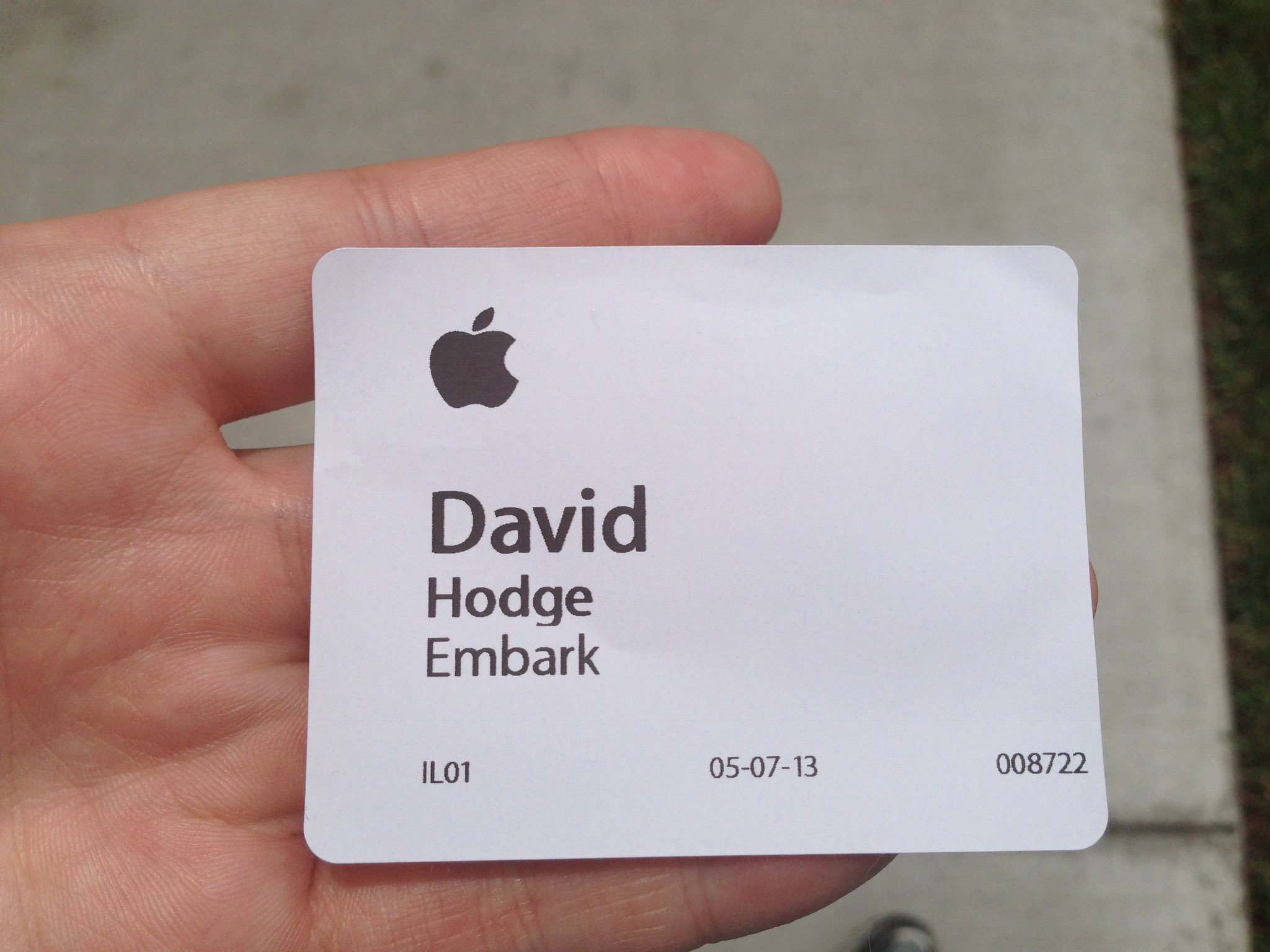 David Hodge's name badge
